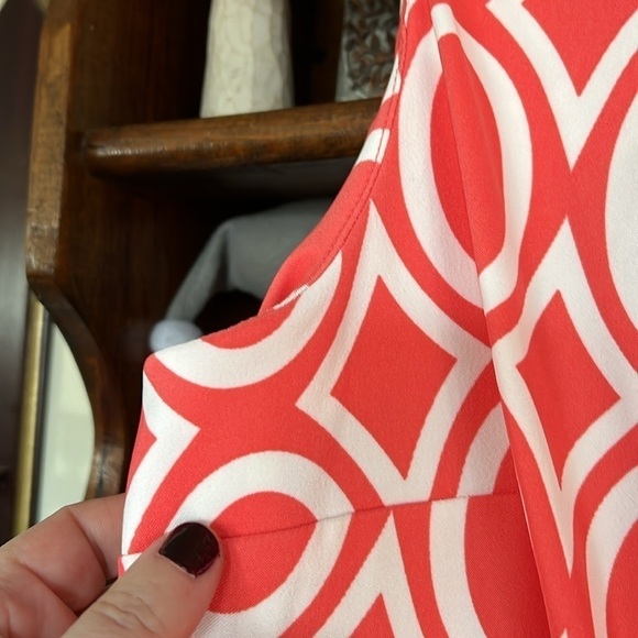 ALYX Soft Coral/White Design Stretch Twill Sleeveless Shift Dress, Sz 14, GUC. - Picture 5 of 8